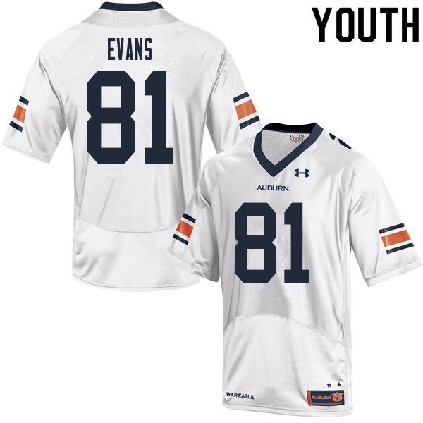 Auburn Tigers Youth J.J. Evans #81 White Under Armour Stitched College 2020 NCAA Authentic Football Jersey VAV1774LO